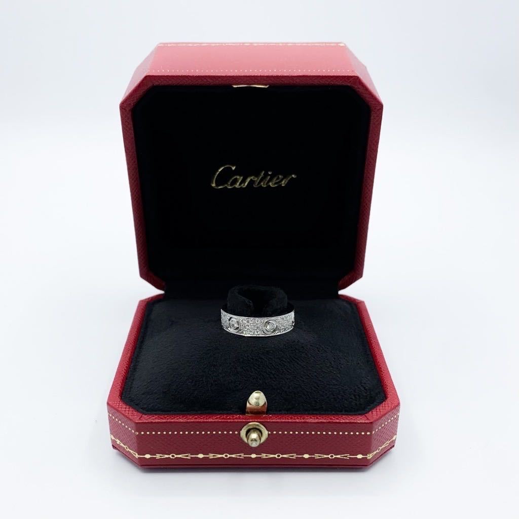 仕上済】カルティエ ラブリング 15号 WG 55 ダイヤ 指輪 リング CARTIER ダイヤモンド フルパヴェ＆6Pビス 