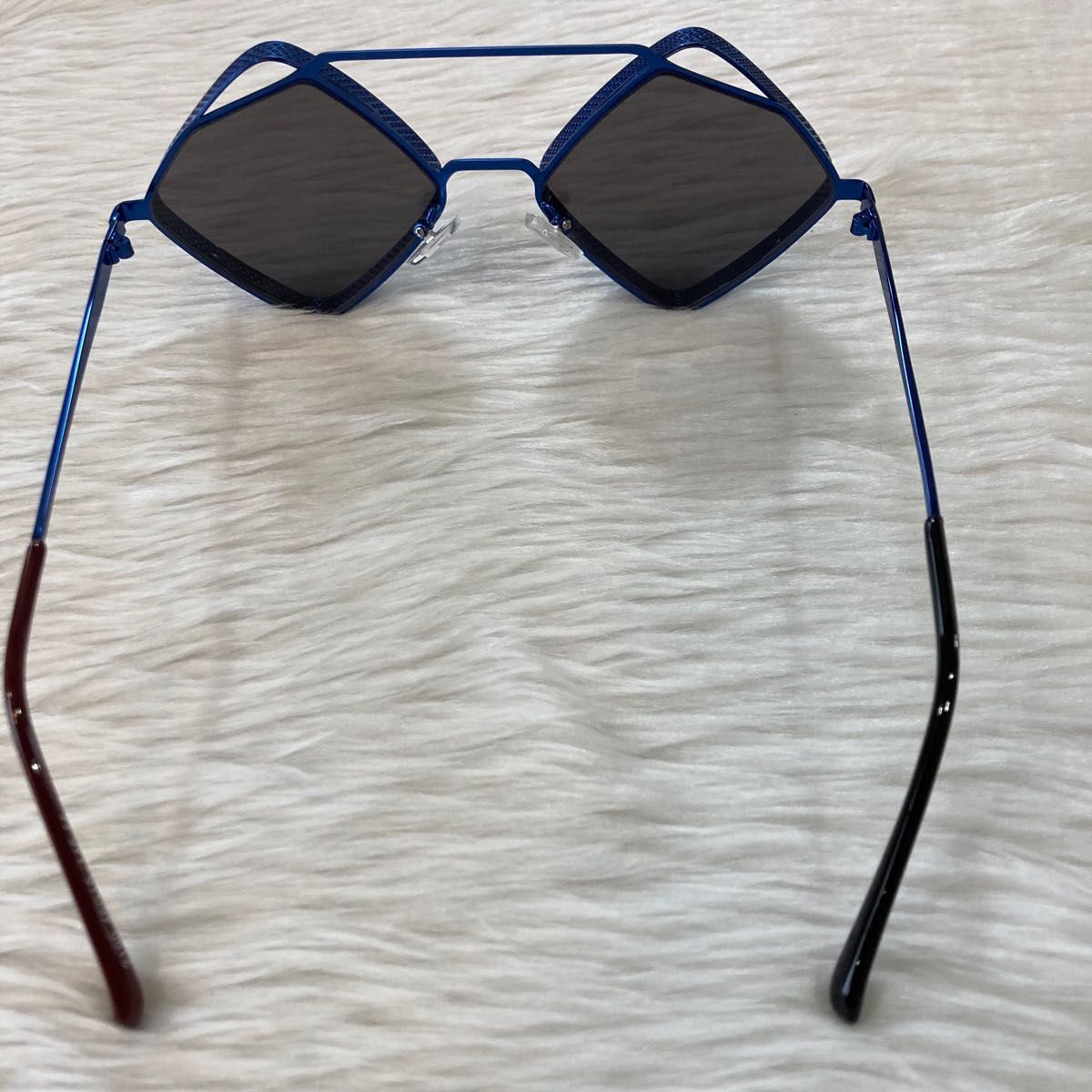 49丸メガネ眼鏡サングラスレトロ個性的めがねブルーフレームラウンドUV