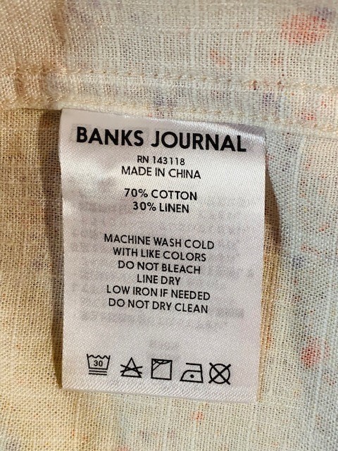 ★表記L/新品！LA発.バンクスジャーナル.BANKS JOURNAL.リネン混合.総柄半袖シャツ.定価￥10780.ルード系ヴィンテージ西海岸サーフスタイル_画像8