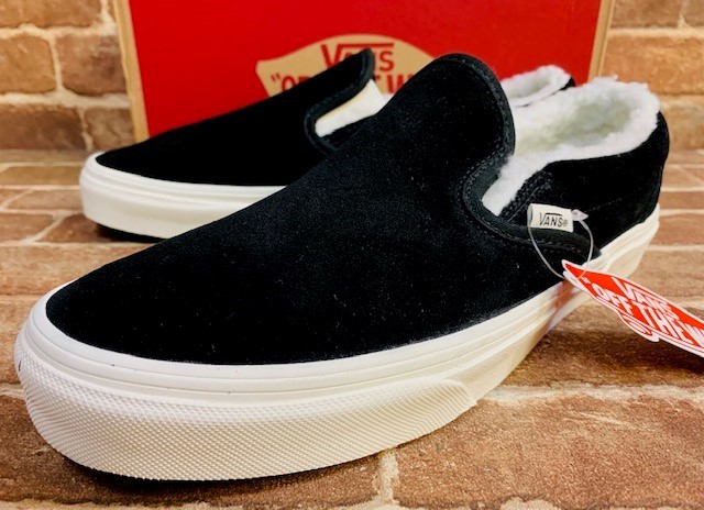 ★新品/USA企画！バンズ.本革.VANS.黒.スウェードレザー.裏ボア付き.スリッポン.27cm.スニーカー.箱付き.スケーター西海岸サーフスタイル_画像1