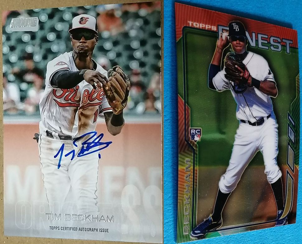 2枚セット Tim Beckham BAL/TB 2018 topps Stadium Club Autograph SCA-TB Auto 直筆サイン ＋ 2014 RC Rookie card 二枚セット Autograph_画像1