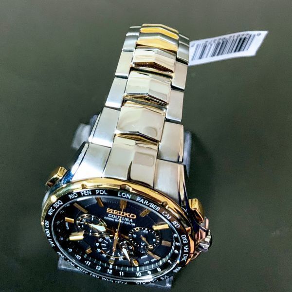 定価8.5万 新品 SEIKO 上級コーチュラ「誤差10万年に1秒」電波ソーラー SSG010 ゴールド クロノグラフ セイコー メンズ 腕時計  0108