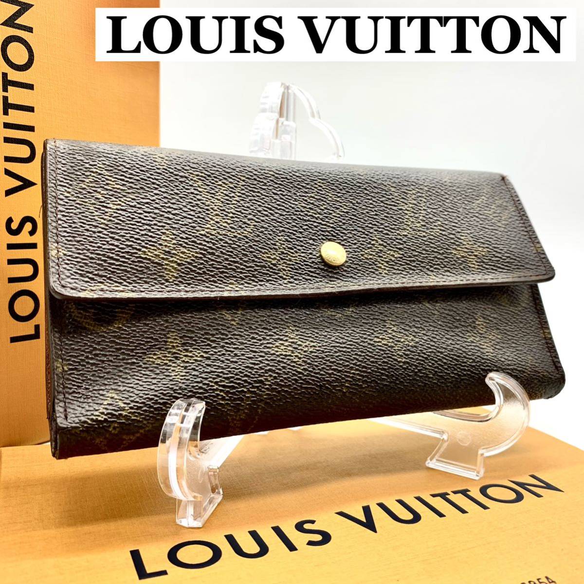 美品】ルイヴィトンLOUIS VUITTON 財布長財布wallet 折りたたみポルト