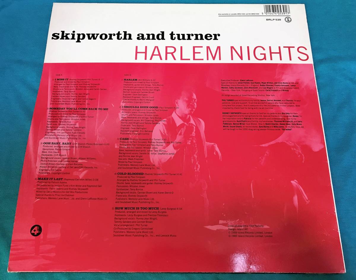 LP●Skipworth and Turner / Harlem Nights UKオリジナル盤BRLP 539 US産ニュージャック・スウィング_画像2