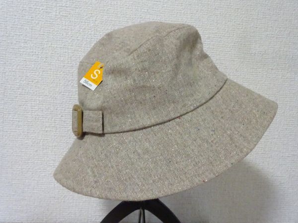 ：全日本帽子協会：レディース　灰色帽子　タグ付　バケットハット サイズ５６cm　スタイル帽子　キャップ　帽子_画像1