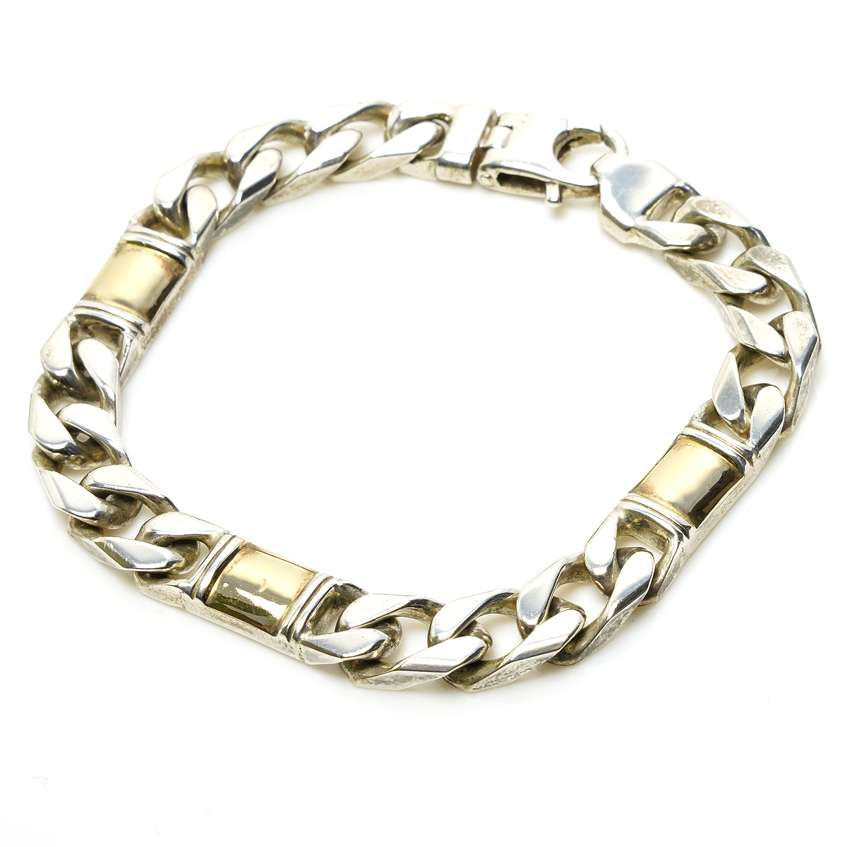  Star Jewelry K18 925 комбинированный плоский цепь браслет женский STAR JEWELRY