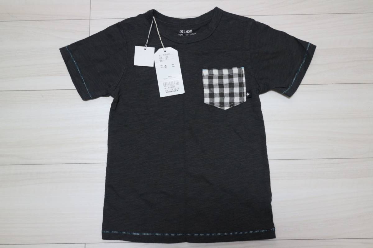 * new goods unused tag attaching * DILASHti Rush short sleeves T-shirt charcoal check 130!!