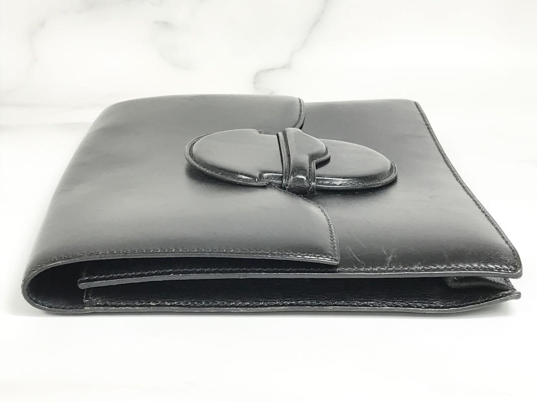 TN208 HERMES エルメス ファコン カーフ クラッチバッグ ブラック
