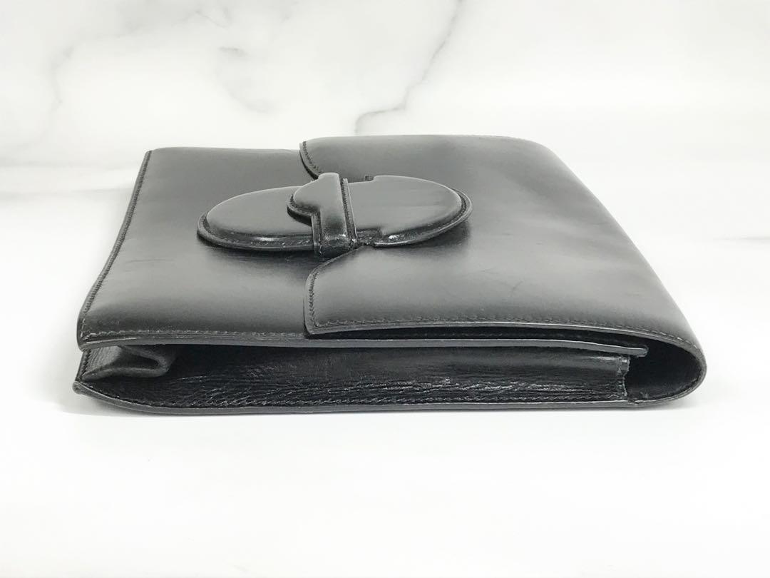 TN208 HERMES エルメス ファコン カーフ クラッチバッグ ブラック