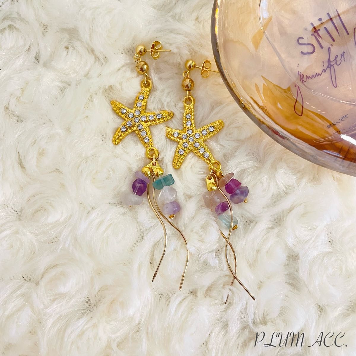 ヒトデと天然石のピアス|PayPayフリマ