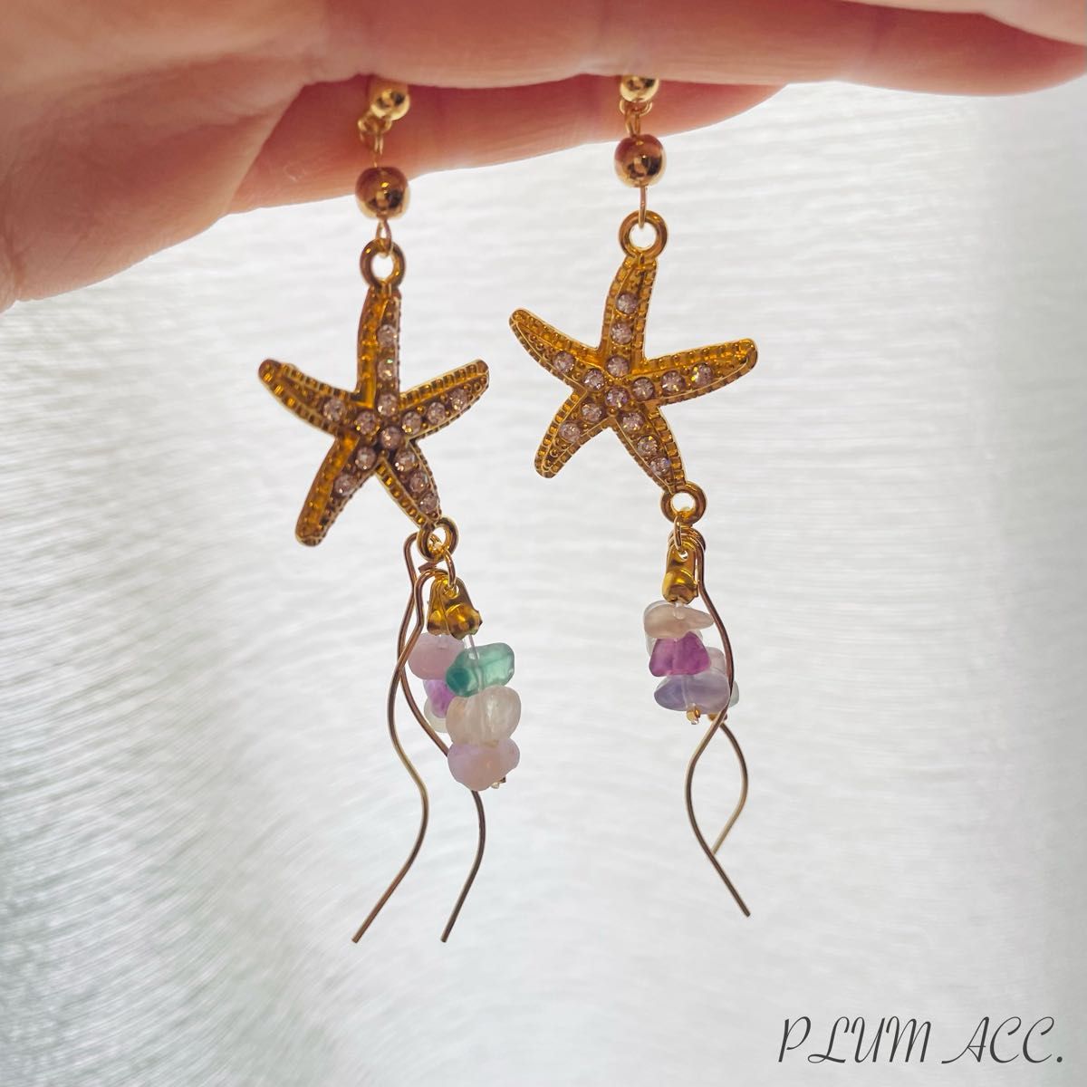 ヒトデと天然石のピアス|PayPayフリマ