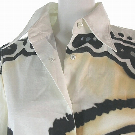  Iceberg ICEBERG рубашка длинный рукав fei Sprint biju- оборудование орнамент стрейч Италия производства белый слоновая кость I42/S #SM0 женский 