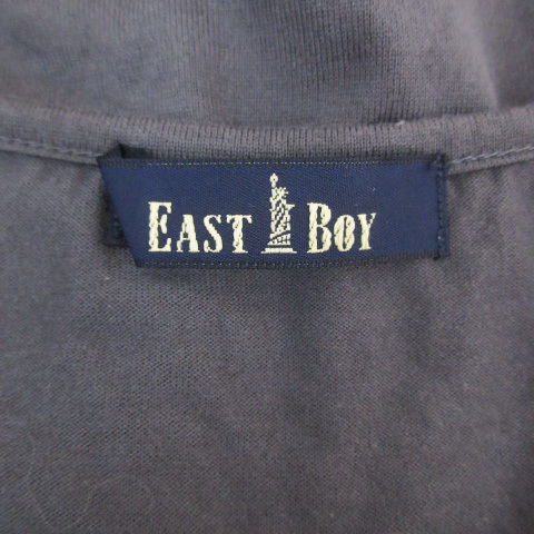 イーストボーイ EAST BOY Tシャツ カットソー 半袖 スクエアネック リボン 刺繍 9 チャコールグレー 茶 ブラウン /FF24 レディース_画像6