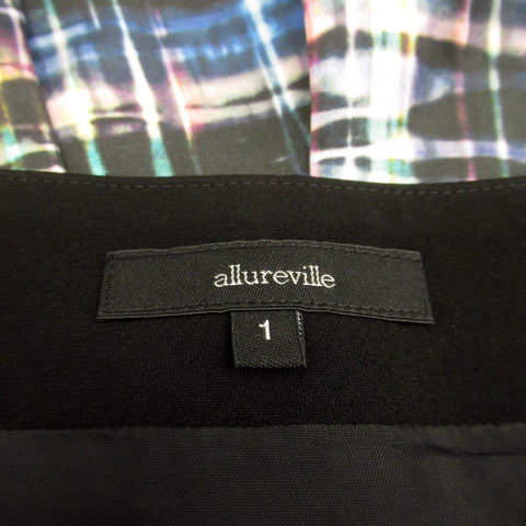 アルアバイル allureville フレアスカート ひざ丈 チェック柄 1 マルチカラー ブラック 黒 /MS11 レディース_画像4