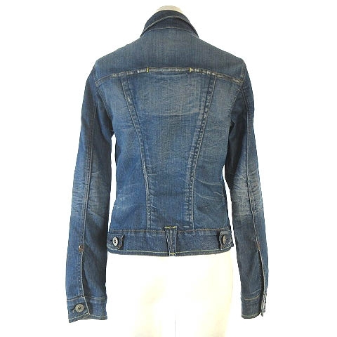  Yanuk YANUK Denim jacket denim jacket stretch USED processing small size blue XP #SM0 lady's 