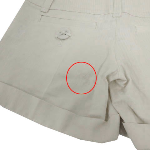 未使用品 ジルスチュアート JILL STUART パンツ ショートパンツ 裾ダブル シャドーストライプ 日本製 コットン混 ライトベージュ 0_画像9