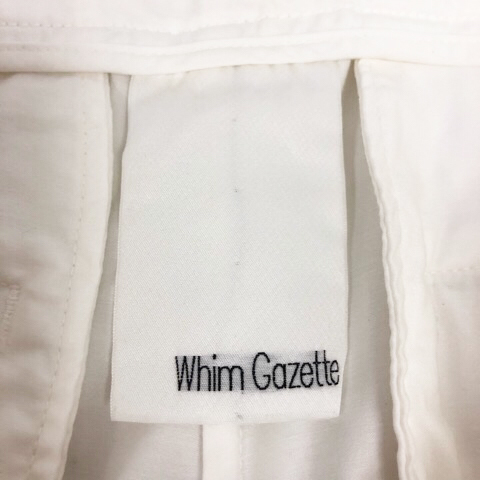 ウィムガゼット Whim Gazette パンツ スラックス タック ロング丈 無地 36 白 ホワイト メンズの画像3