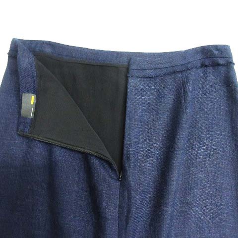  Fendi FENDI wool silk linen tight skirt slit plain navy 42 lady's 