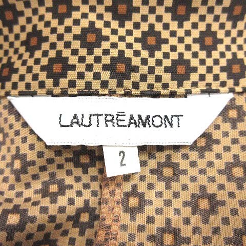 ロートレアモン LAUTREAMONT シャツ 半袖 オープンカラー 総柄 2 ベージュ 茶 ブラウン /CT レディース_画像6