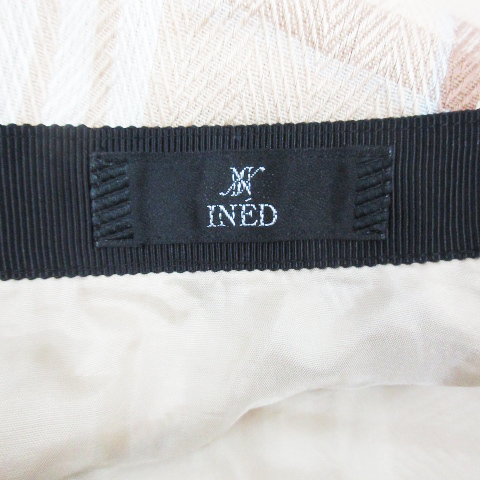  Ined INED flair юбка mi утечка длина linen в клетку многоцветный 7 бежевый белый белый /FF46 женский 