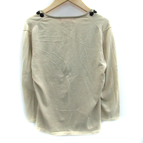 SunaUna Sunauna knitted cardigan U neck embroidery 38 beige black black /SM1 lady's 