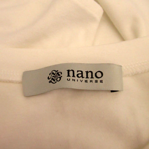 ナノユニバース nano universe ブラウス カットソー 七分袖 ラウンドネック 無地 フリル F ホワイト 白 /MS10 レディース_画像5