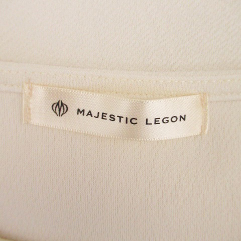 マジェスティックレゴン MAJESTIC LEGON カットソー ラウンドネック 七分袖 フレアスリーブ フェイクパール ラインストーン M オフホワイト_画像4