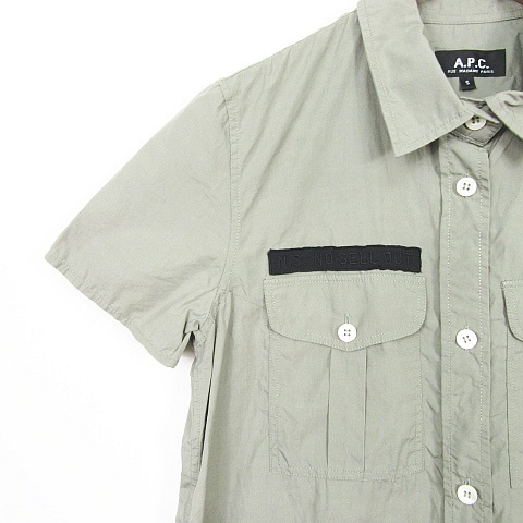  A.P.C. A.P.C. military shirt short sleeves cotton badge thin S light khaki af1278 lady's 