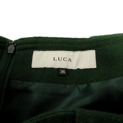 ルカ LUCA スカート 台形 ひざ丈 日本製 ウール混 グリーン 緑 36 レディース_画像9