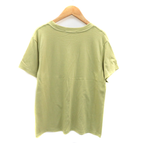 ランデブー RANDEBOO Tシャツ カットソー 半袖 ラウンドネック ロゴ刺繍 無地 F 黄緑 /YK25 レディース_画像2