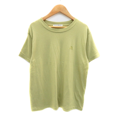 ランデブー RANDEBOO Tシャツ カットソー 半袖 ラウンドネック ロゴ刺繍 無地 F 黄緑 /YK25 レディース_画像1