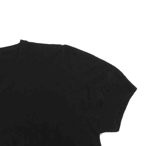 クイーンズコート QUEENS COURT ニット セーター 半袖 丸首 ウール ブラック 黒 2 レディース_画像3