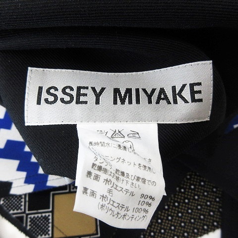 イッセイミヤケ ISSEY MIYAKE リバーシブル コート ジャケット IM71FA011 ベルト エスニック 総柄 ブラック 2 M相当 レディース_画像9