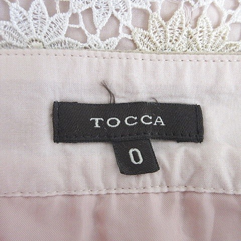 トッカ TOCCA スカート フレアスカート ひざ下丈 レース 花柄 綿 ピンク ベージュ 白 ホワイト 0 レディース_画像3