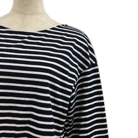  Untitled UNTITLED cut and sewn pull over round neck border long sleeve navy blue white navy white lady's 