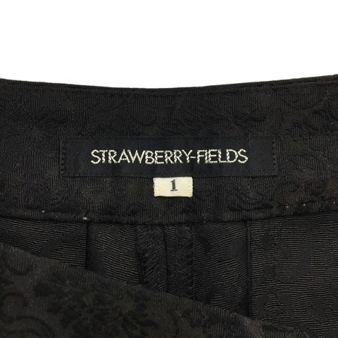 ストロベリーフィールズ STRAWBERRY-FIELDS パンツ テーパード ロング 刺繍 総柄 1 黒 ブラック レディース_画像5
