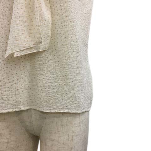  Ships SHIPS blouse cut and sewn pull over bow Thai ribbon .. feeling dot polka dot no sleeve beige tea Brown lady's 