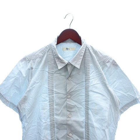RIBORN ステンカラーシャツ プリント 半袖 M 水色 ライトブルー /AU メンズ_画像3
