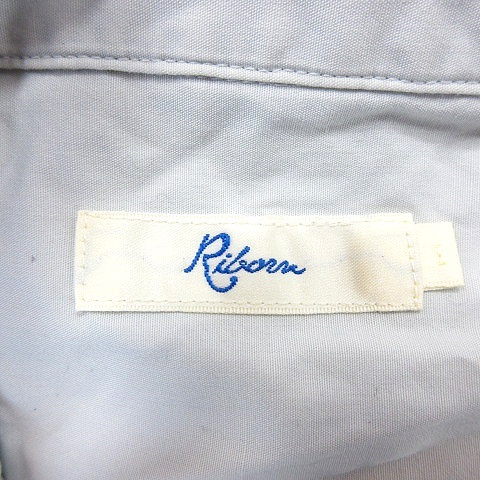 RIBORN ステンカラーシャツ プリント 半袖 M 水色 ライトブルー /AU メンズ_画像7