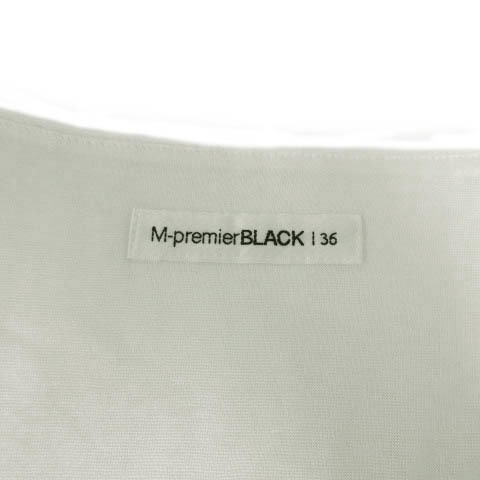 エムプルミエ ブラック M-Premier BLACK カットソー 半袖 スクエアネック調 半光沢 コットン混 日本製 オフ白 36 レディース_画像6