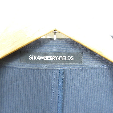 ストロベリーフィールズ STRAWBERRY-FIELDS テーラード ジャケット 綿 ネイビー ストライプ 春夏物 kz5178 レディース_画像5