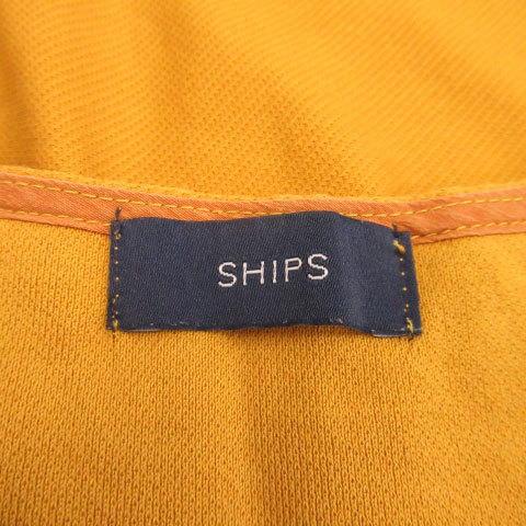  Ships SHIPS blouse cut and sewn no sleeve V neck plain mustard yellow /MS39 lady's 