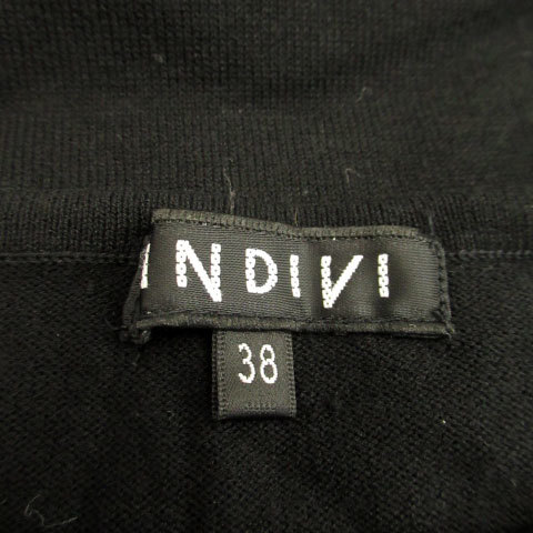 インディヴィ INDIVI ニット カットソー 半袖 ラウンドネック ドット柄 刺繍 38 ブラック 黒 /MS43 レディース_画像6