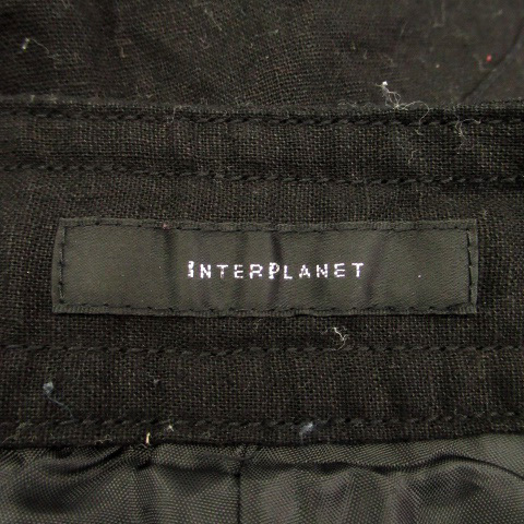  Inter planet INTERPLANET flare pants длинный длина linen38 чёрный черный /HO37 женский 