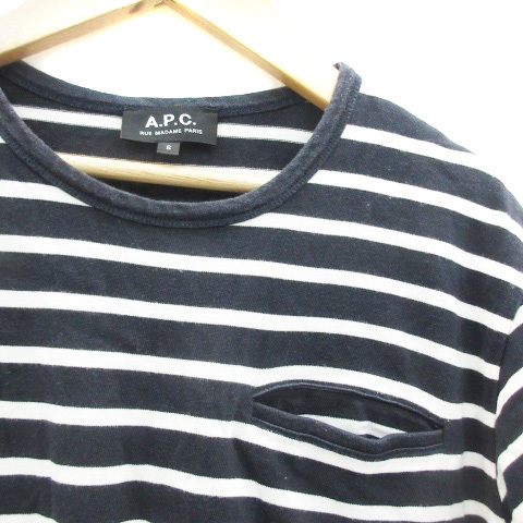 アーペーセー A.P.C. Tシャツ カットソー 半袖 クルーネック ボーダー柄 S ネイビー 紺 /YM17 レディース_画像3