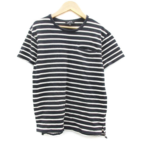 アーペーセー A.P.C. Tシャツ カットソー 半袖 クルーネック ボーダー柄 S ネイビー 紺 /YM17 レディース_画像1