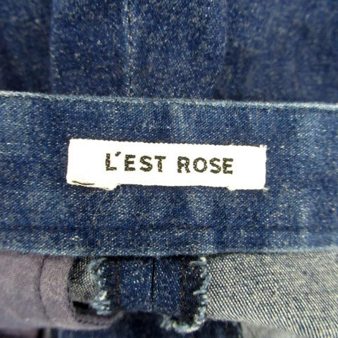 レストローズ L'EST ROSE デニムパンツ ジーンズ ハーフ丈 花柄刺繍 紺 ネイビー /HO15 レディース_画像5