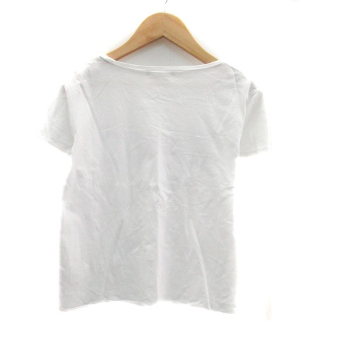 ルクールブラン le.coeur blanc Tシャツ カットソー ラウンドネック 半袖 プリント 38 オフホワイト 黒 ブラック /HO30 レディース_画像2