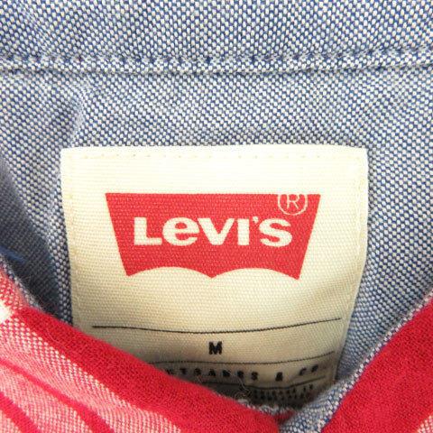 リーバイス Levi's カジュアルシャツ 半袖 チェック柄 M 赤 レッド 白 ホワイト /YK16 メンズ_画像4