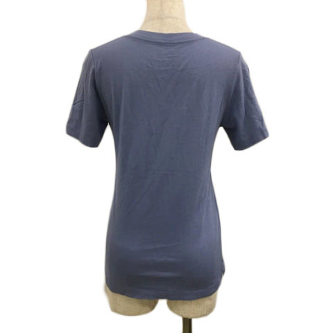 ナノユニバース nano universe Tシャツ カットソー プルオーバー Vネック 無地 半袖 36 青 水色 ブルー ライトブルー レディース_画像4